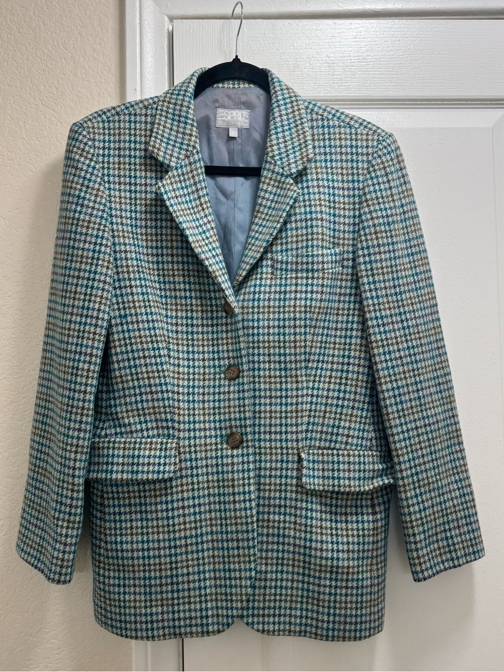 Vintage ESPRIT Oversized Wool Blend Houndstooth Blazer Size 38(M)